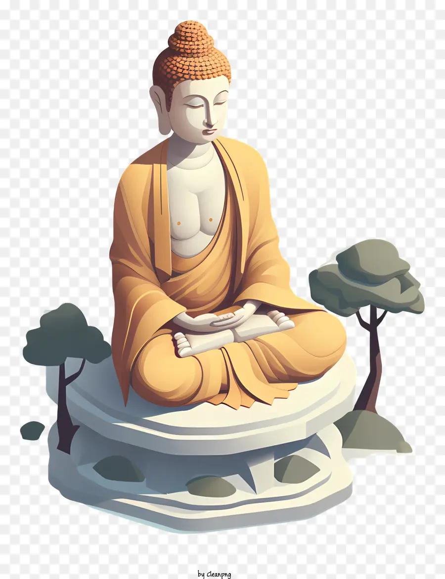 Estátua Budista，Pose Meditativa PNG