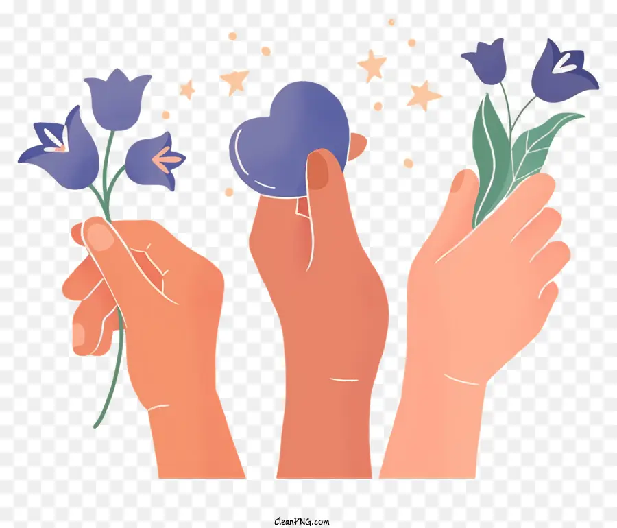 Mão Segurando A Flor，Flor Azul PNG