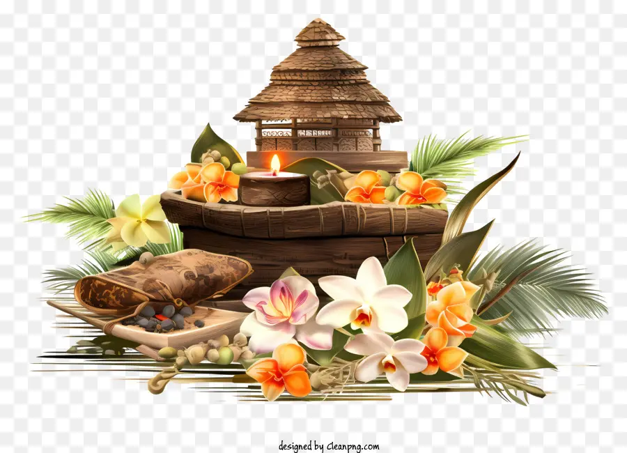 Decoração Tropical，Wooden Box PNG