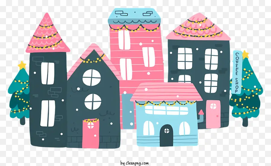 Cartoon Casas，Casas Coloridas PNG