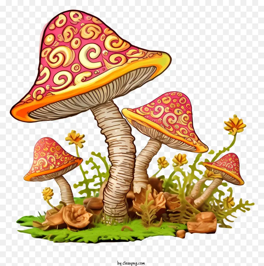 Cogumelos，Grama PNG