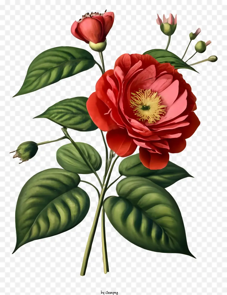 Rose Ilustração，Folhas Verdes PNG