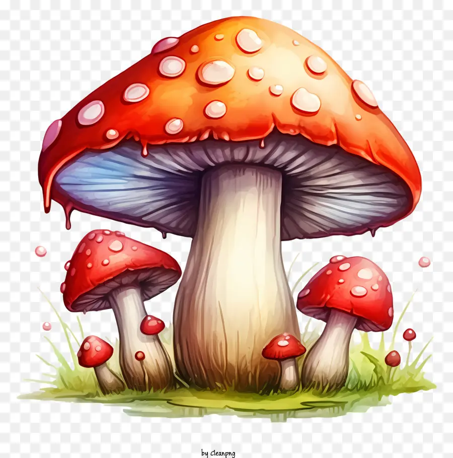 Cogumelos，Tampões Vermelhos PNG