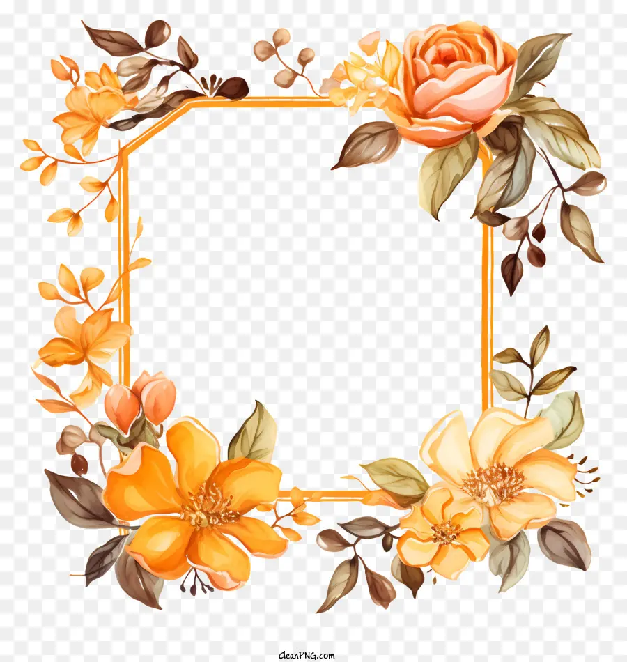 Flower Frame，Flores Amarelas PNG