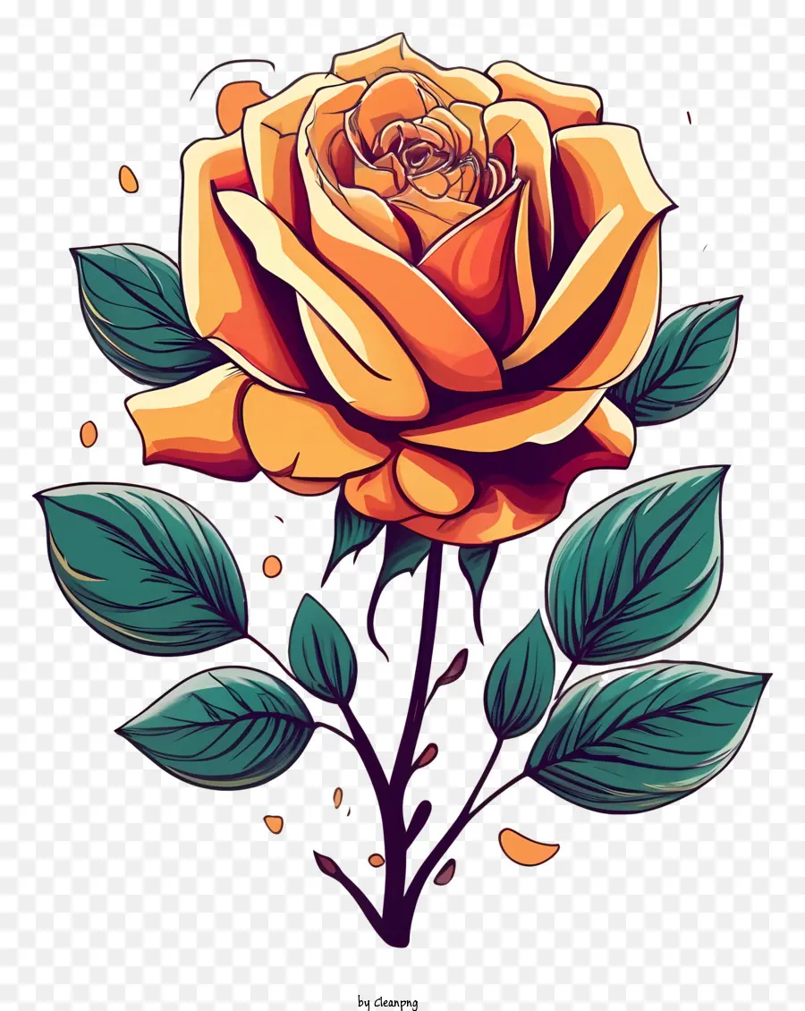 Rose Desenho，Pétalas Amarelas PNG