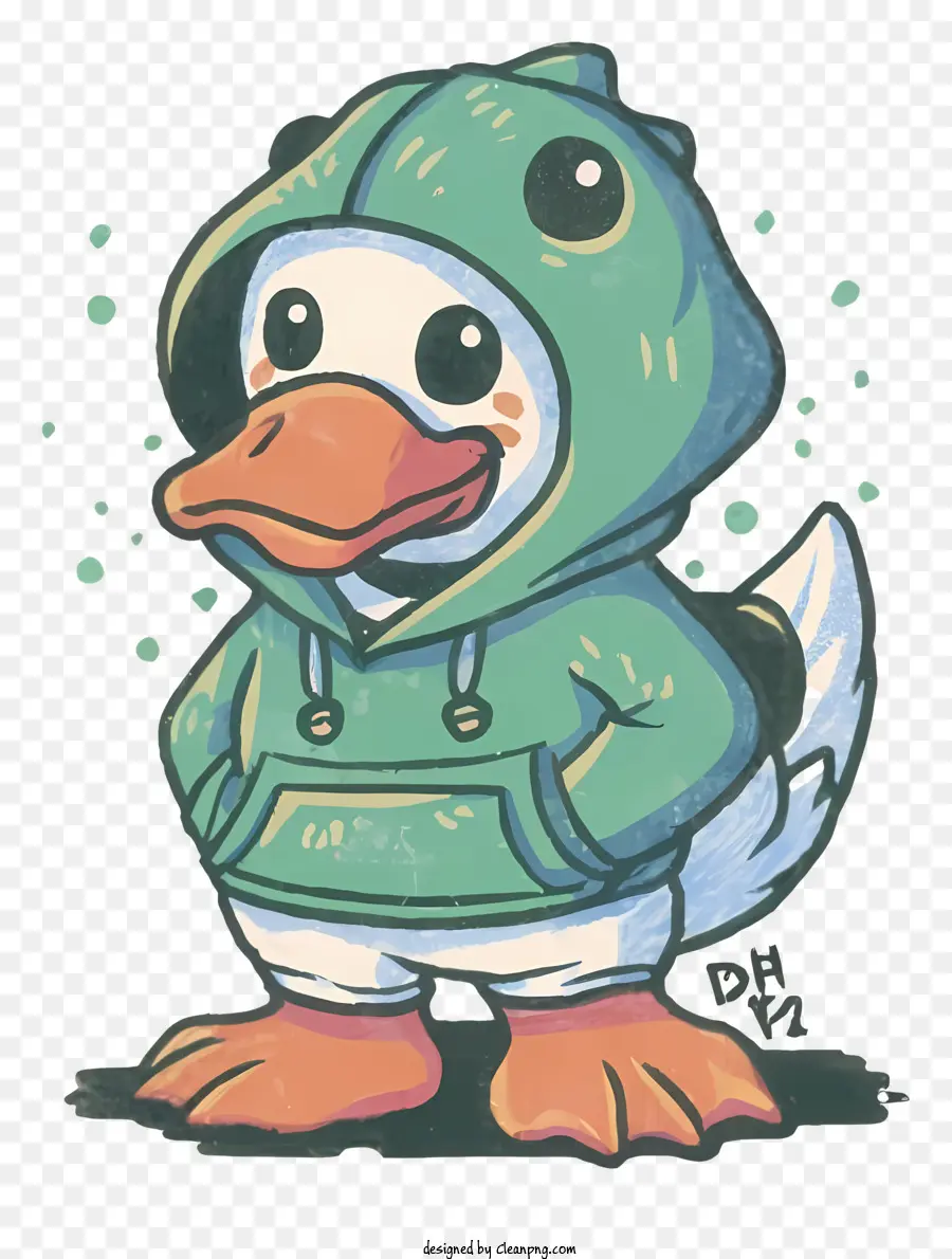 Dos Desenhos Animados De Pato，Hoodie Verde PNG