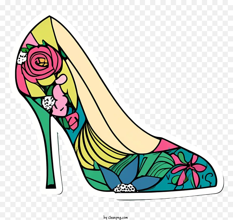 Sapato Colorido，Floral Padrão PNG