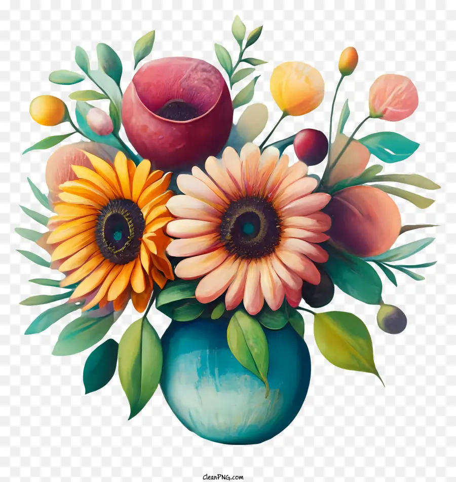 Pintura De Flores，Vaso De Flores PNG