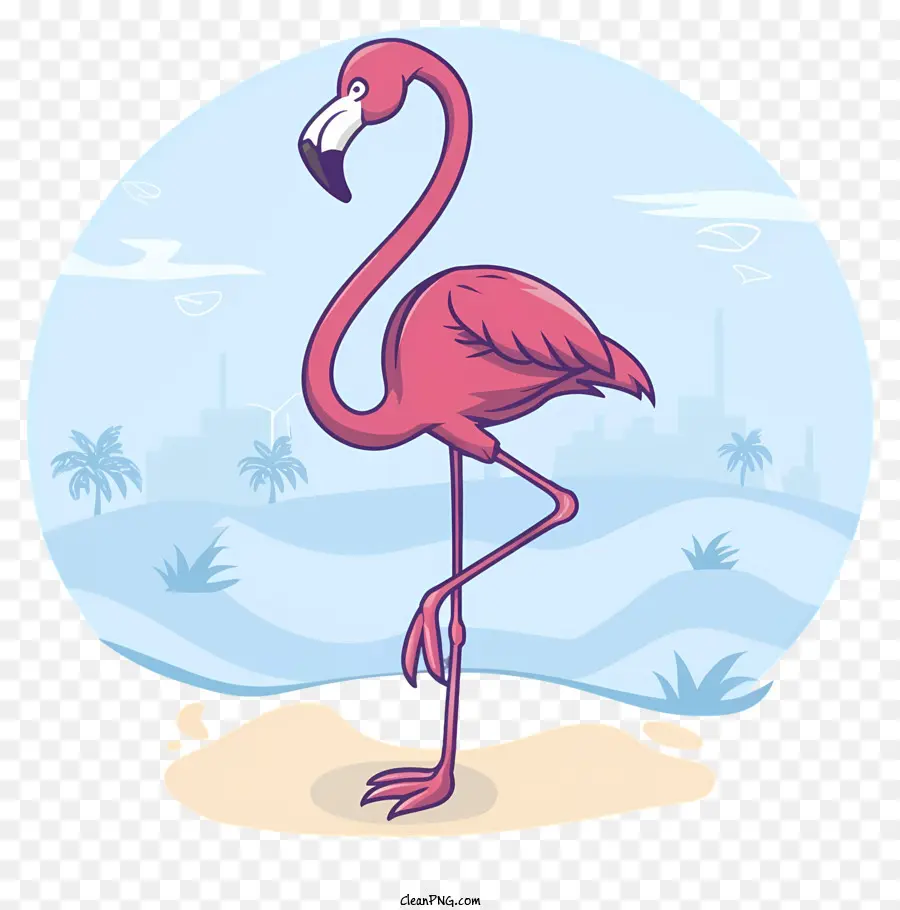 Cor De Rosa Flamingo，Sandy Beach PNG