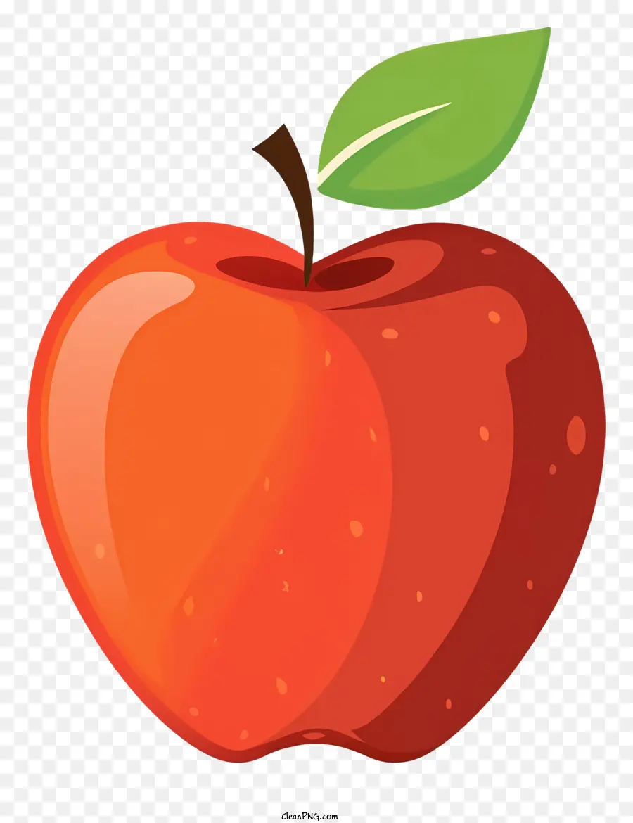 A Red Apple，Folha Verde PNG