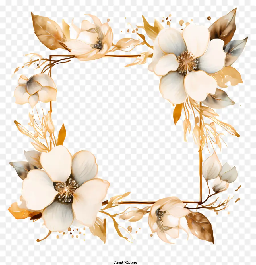 Floral Moldura，Flores Brancas PNG