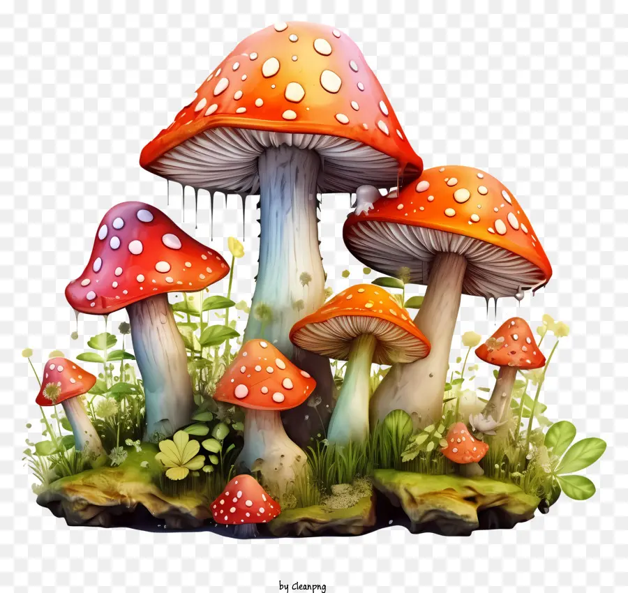 Floresta De Cogumelos，Cogumelos Coloridos Diferentes PNG