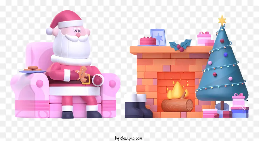 Papai Noel，Cadeiras Cor De Rosa PNG