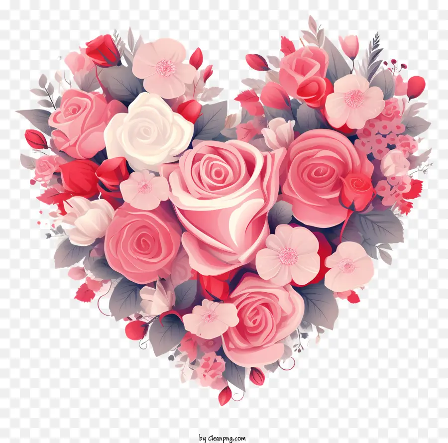 Coração Em Forma De Buquê，Rosas Cor De Rosa PNG