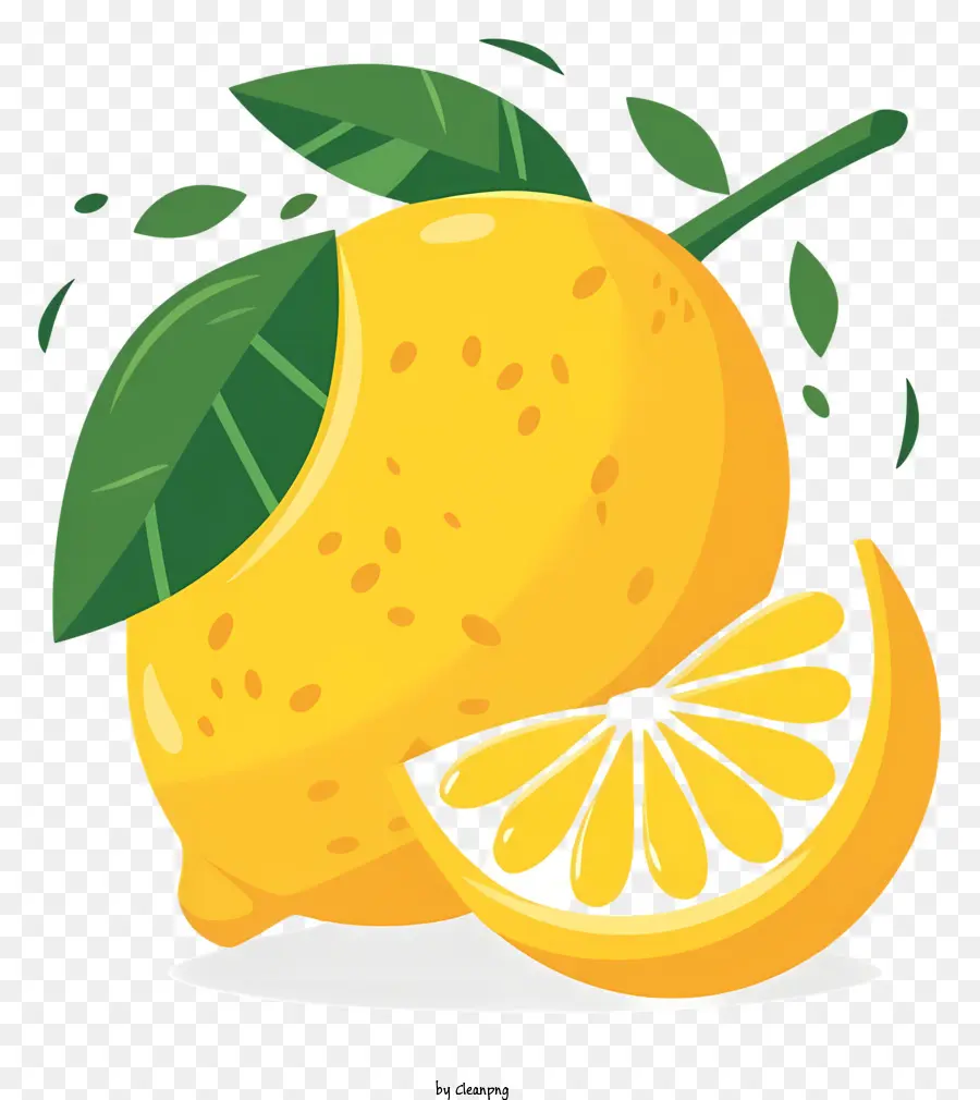 Uma Fatia De Limão，Limão Com Folha PNG