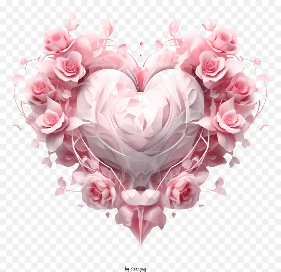 Coração De Rosa，Decorações Florais PNG