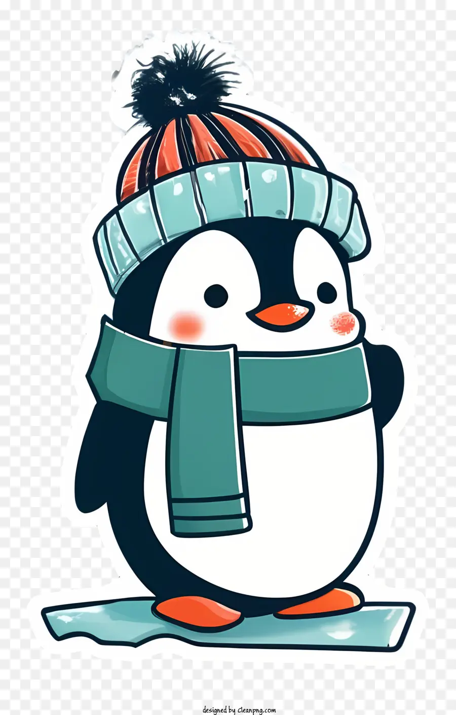 Cartoon Penguin，Cap De Malha Vermelha PNG