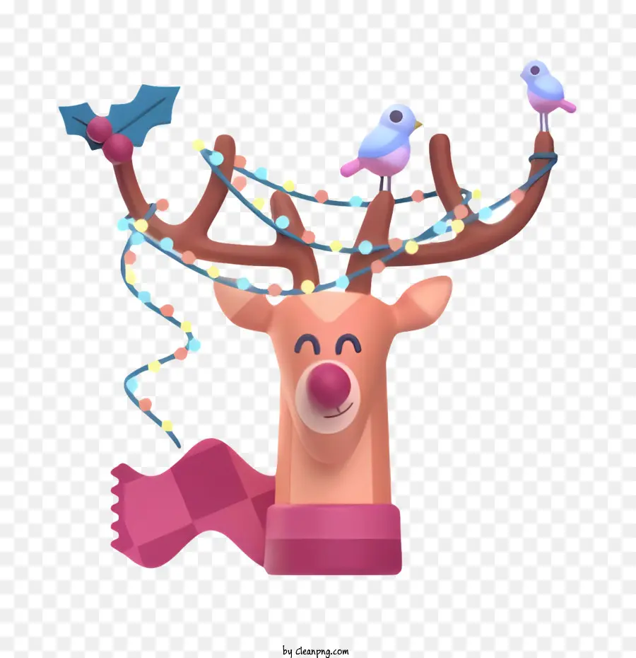 Árvore De Natal Feita De Luzes，Aves Em Antlers PNG