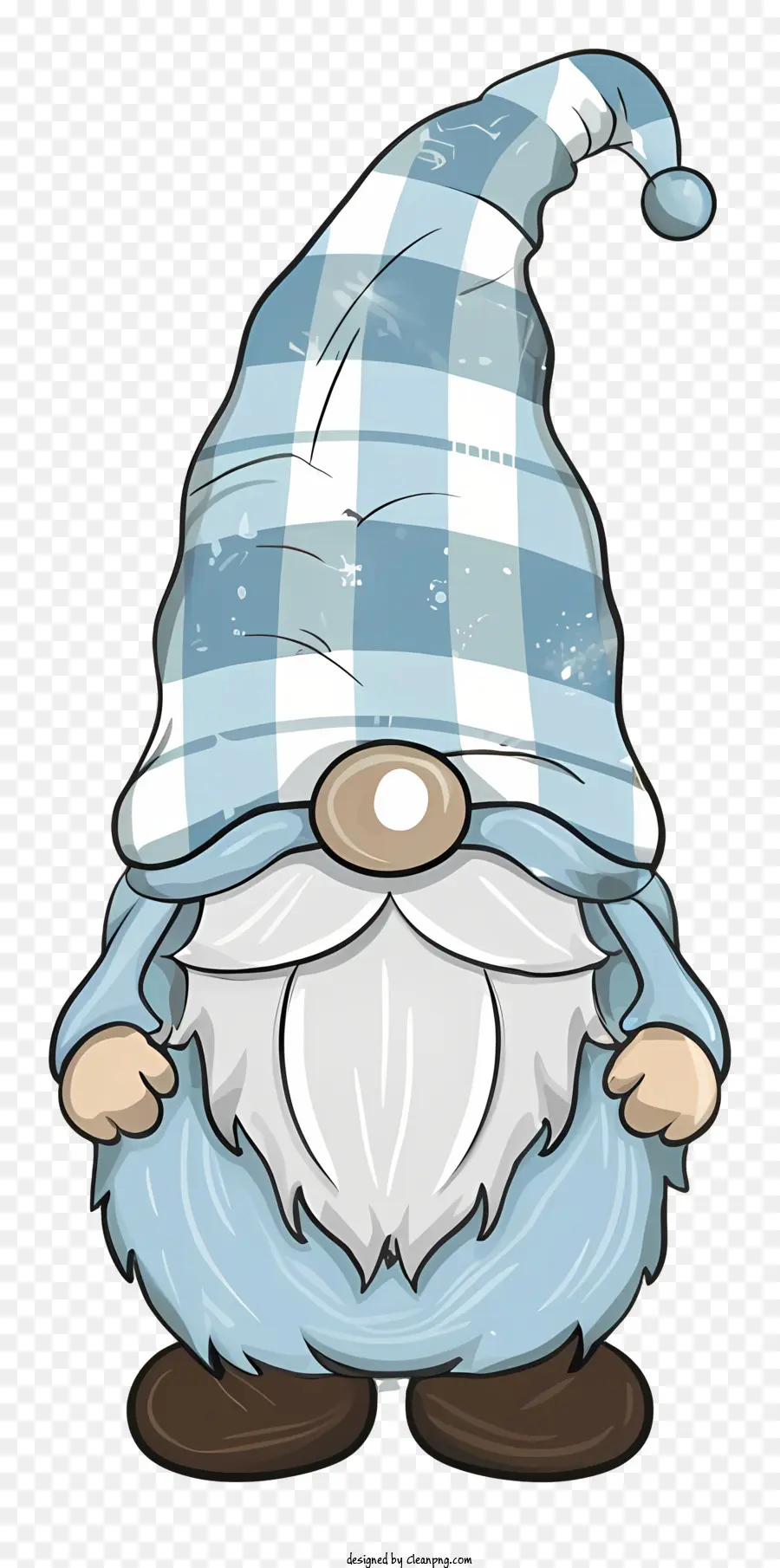 Gnome Dormindo，Cap Xadrez Azul PNG