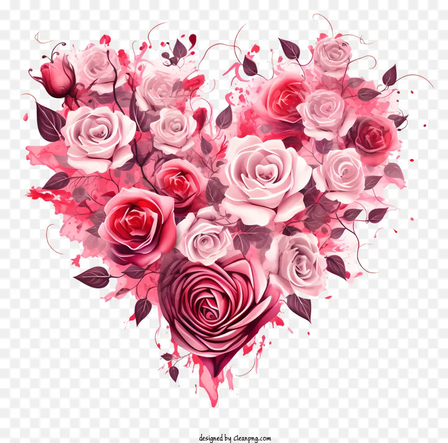 Coração，Rosas Cor De Rosa PNG