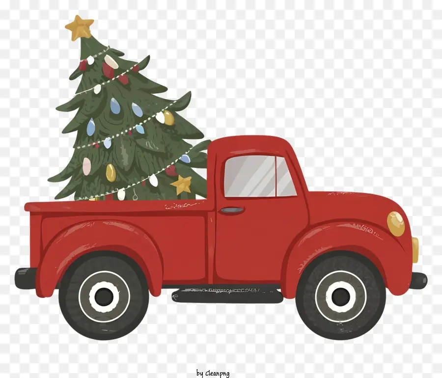 Caminhão De Picape Vermelho，árvore De Natal PNG