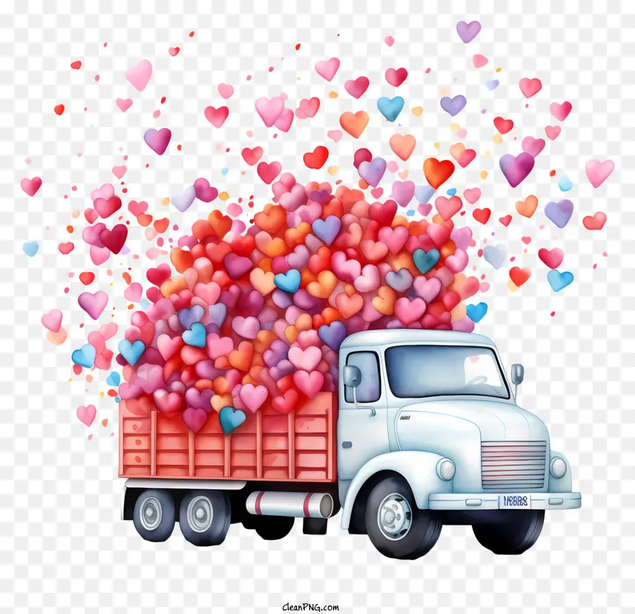 Caminhão Do Dia Dos Namorados，Corações No Caminhão PNG