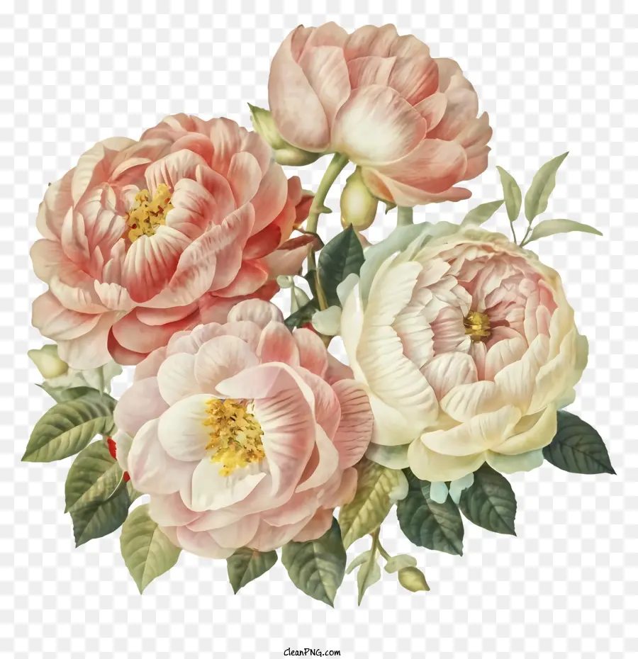 Buquê，Rosas Rosa E Branco PNG