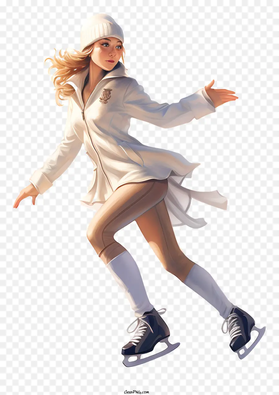 Patinação No Gelo，Mulher De Casaco Branco PNG