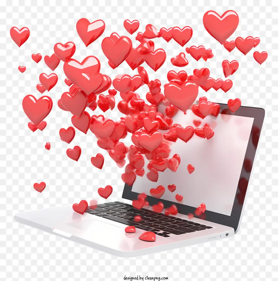 Laptop，Coração Vermelho PNG