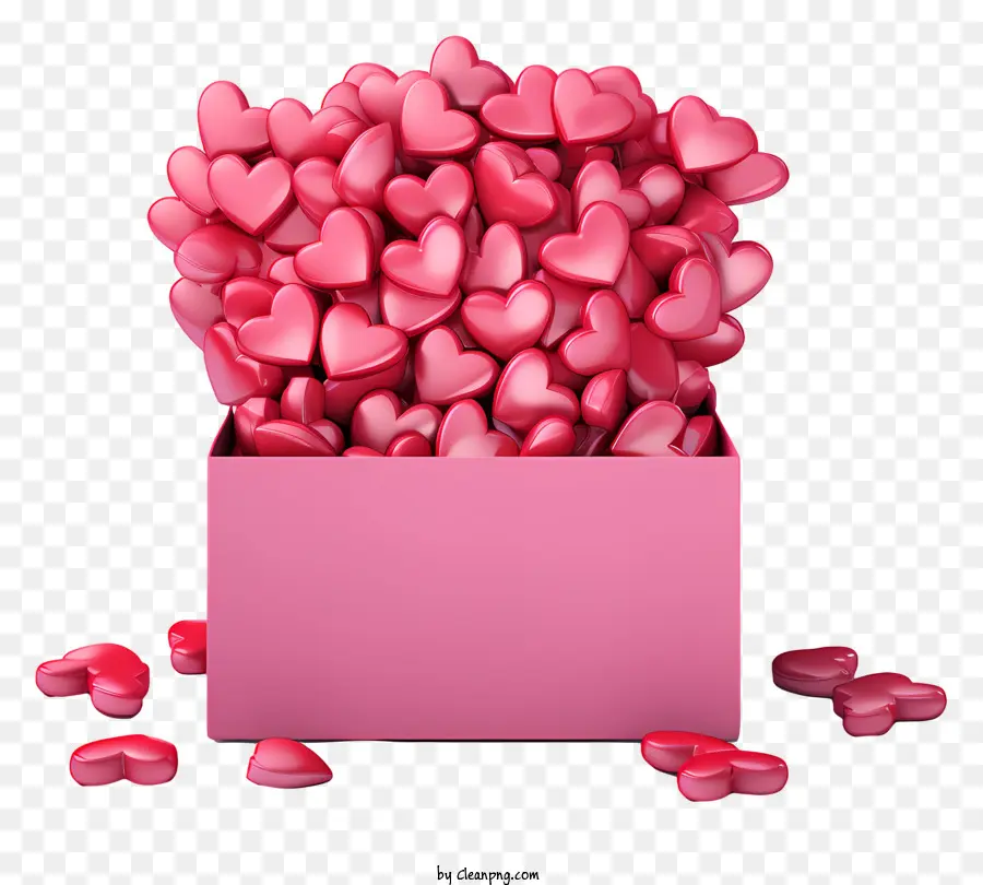 Caixa Coração Cor De Rosa，Black Background PNG