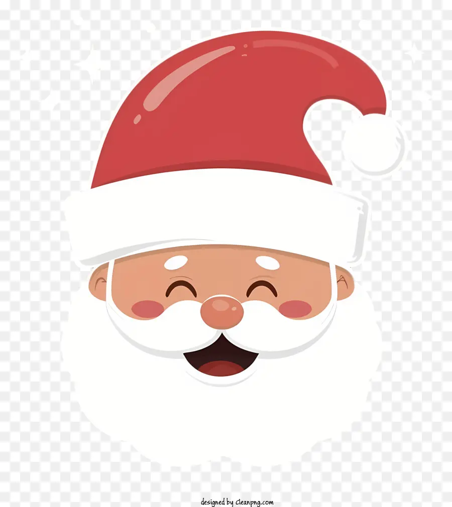 Papai Noel Sorridente，Chapéu Listrado Vermelho E Branco PNG