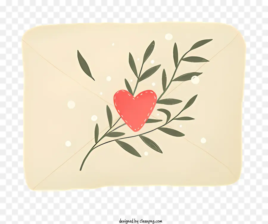 Envelope Vintage，Coração Vermelho PNG