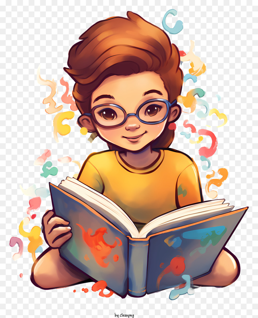 criança lendo um livro clipart