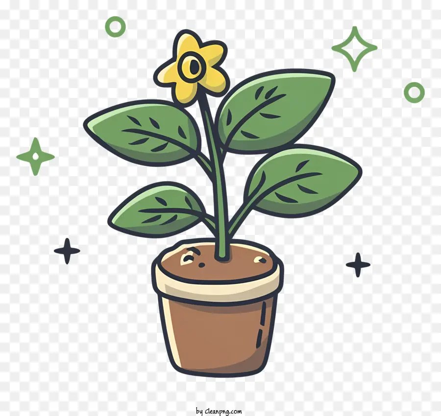 Planta De Vaso，Pequena Flor Amarela PNG