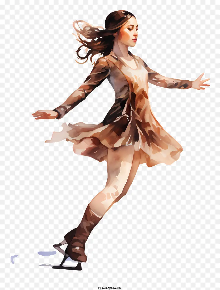 Mulher Em Vestido Marrom Dançando，Pernas Longas PNG
