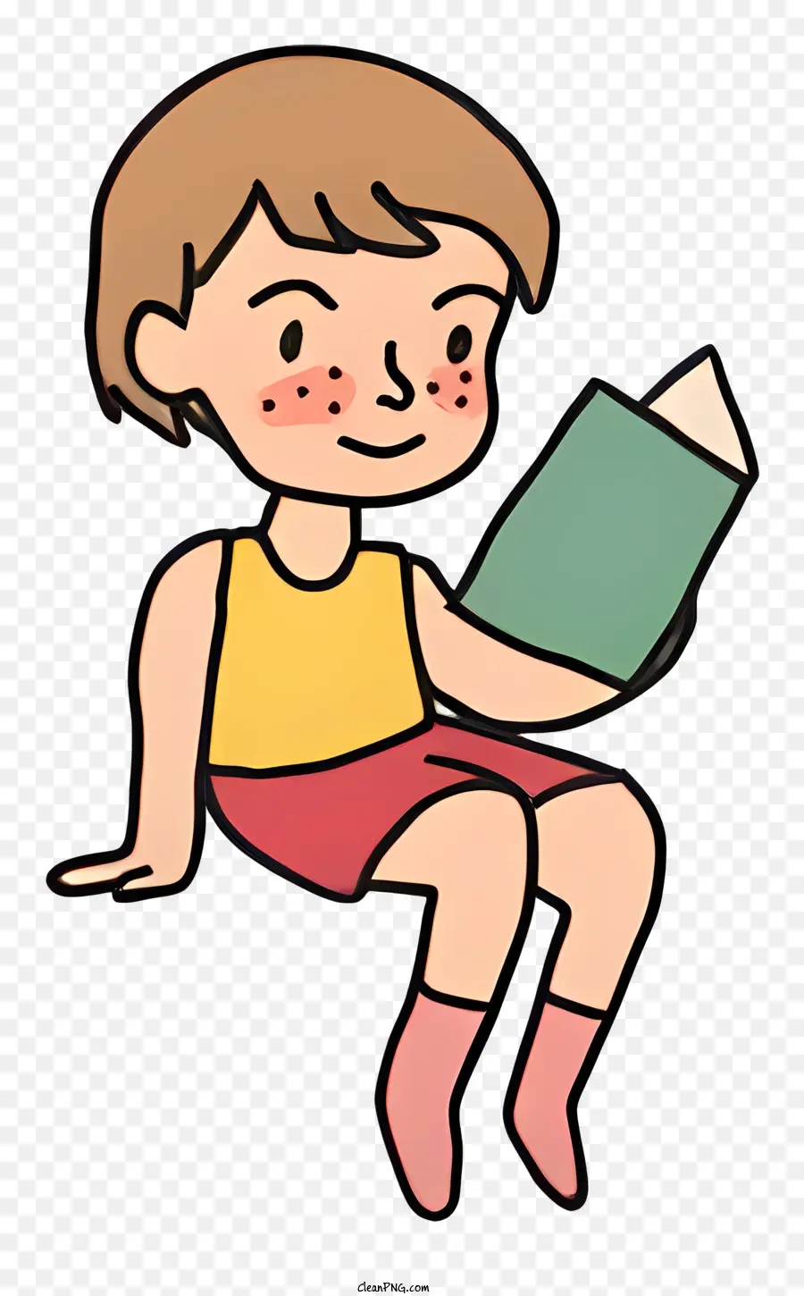 Criança Lendo Livro，Camisa Amarela PNG