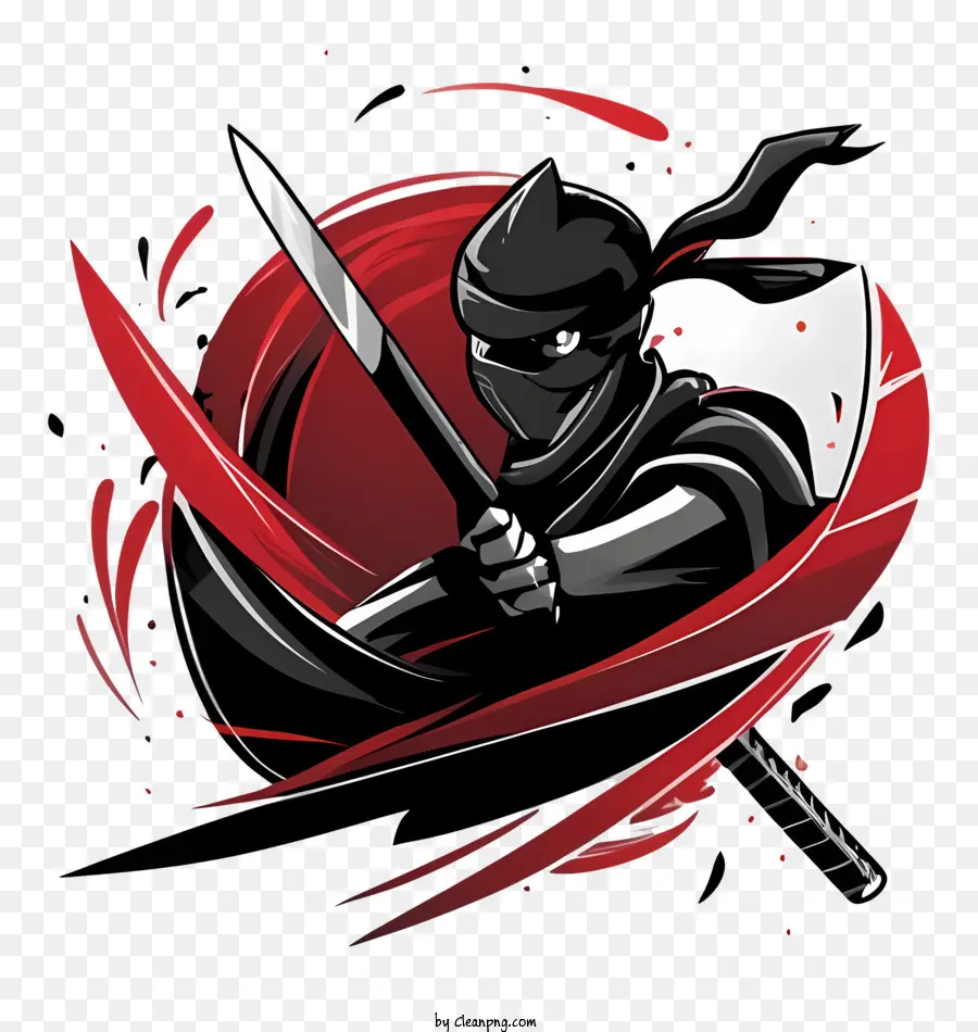 Design Ninja，Ninja Preto E Vermelho PNG