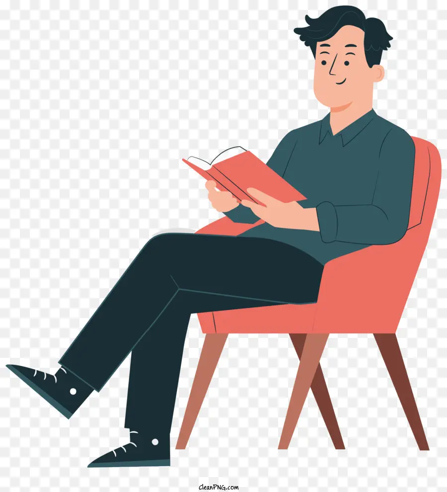 Homem Lendo Um Livro，Camisa Azul PNG