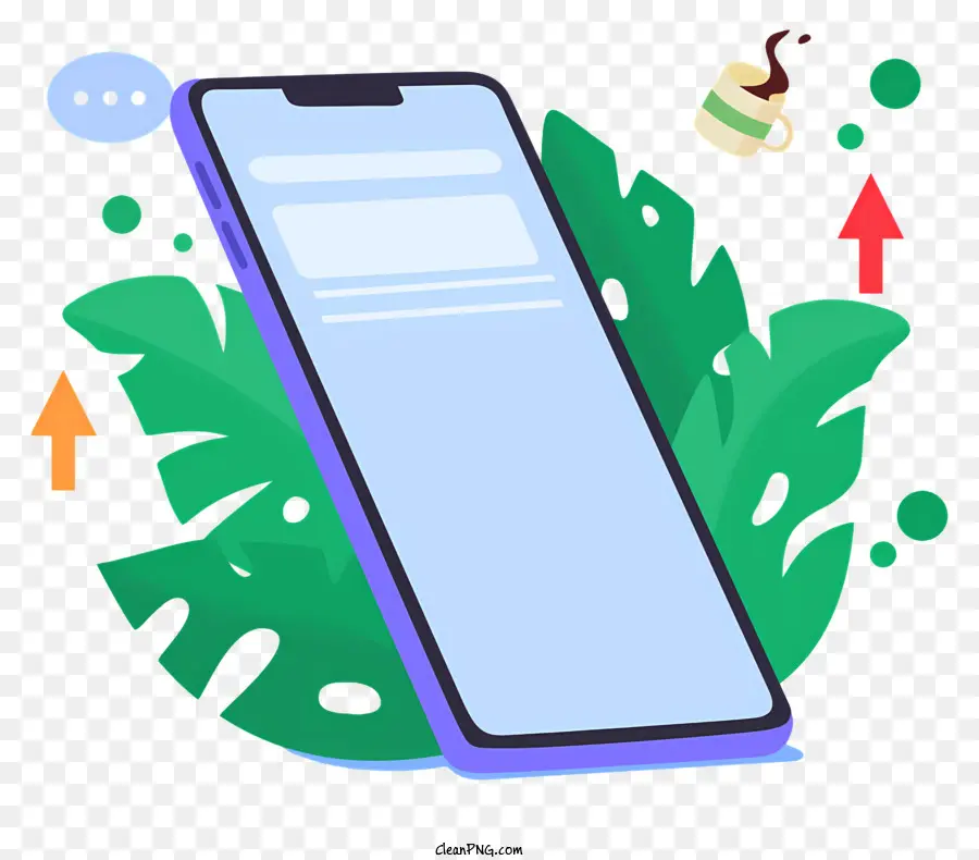Smart Phone，Folhas Verdes PNG