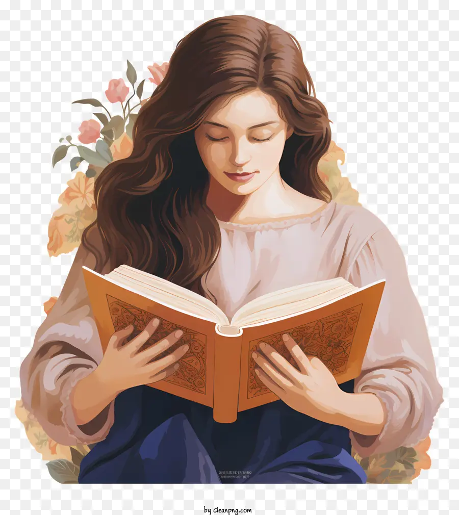 Young Woman，Livro De Leitura PNG