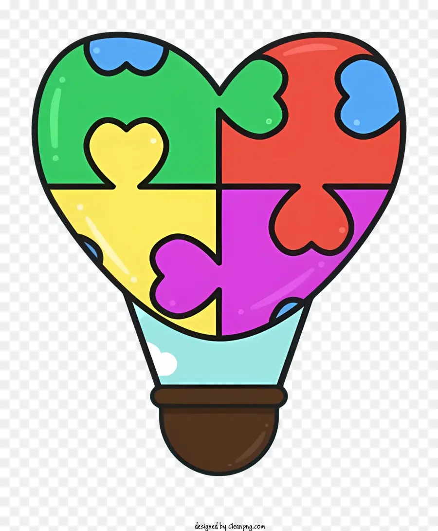 Coração De Lâmpada Colorida，Puzzle Piece Heart PNG