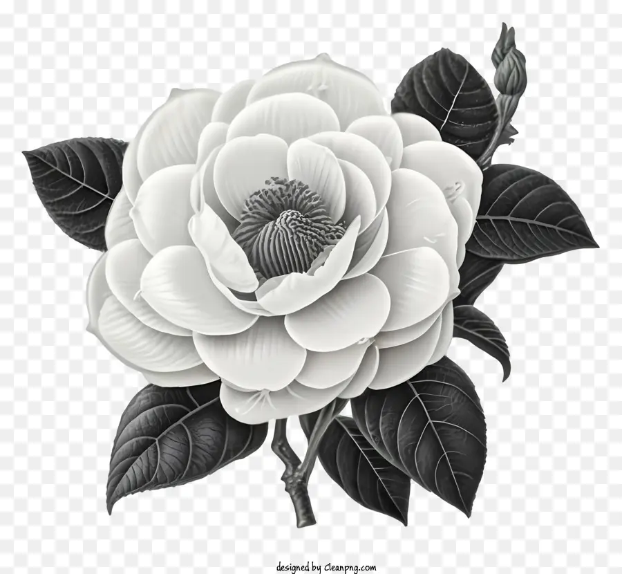 Preto E Branco Flor，Simétrico Flor PNG