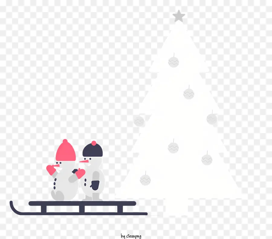 Branco árvore De Natal，Neve No Chão PNG