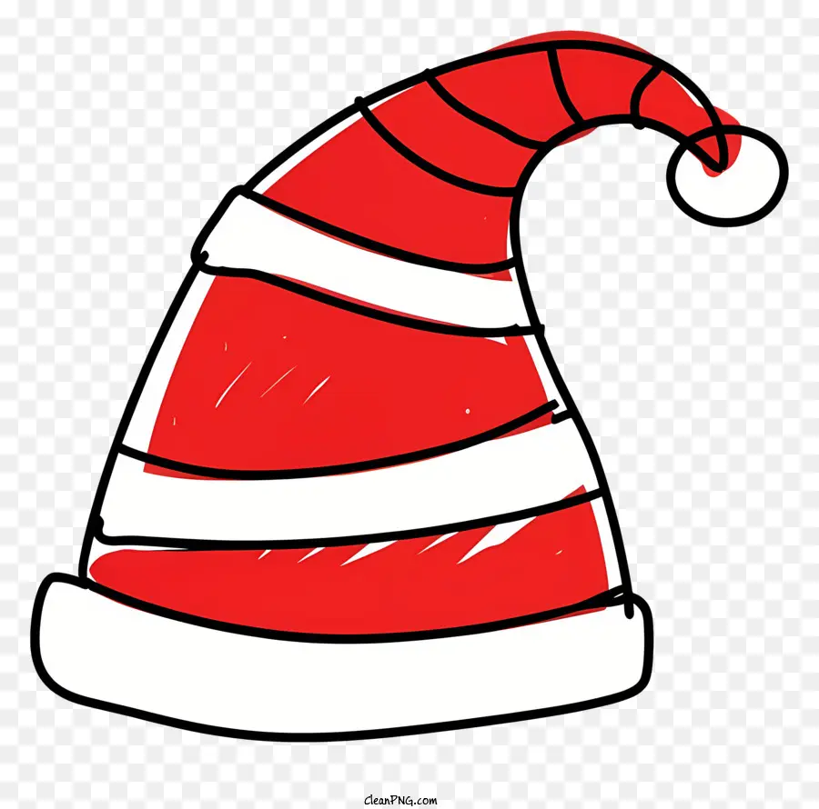 Chapéu De Papai Noel，Chapéu Listrado Vermelho E Branco PNG