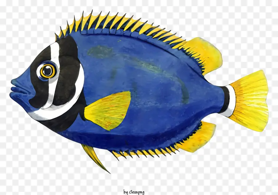 Pintura，Peixe Listrado Azul E Amarelo PNG