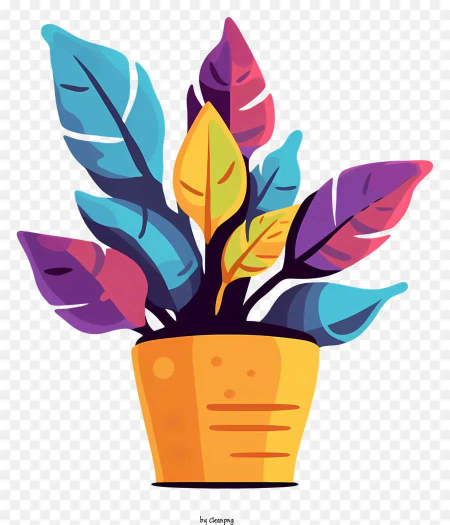 Vaso De Flores，Colorido Folhas PNG