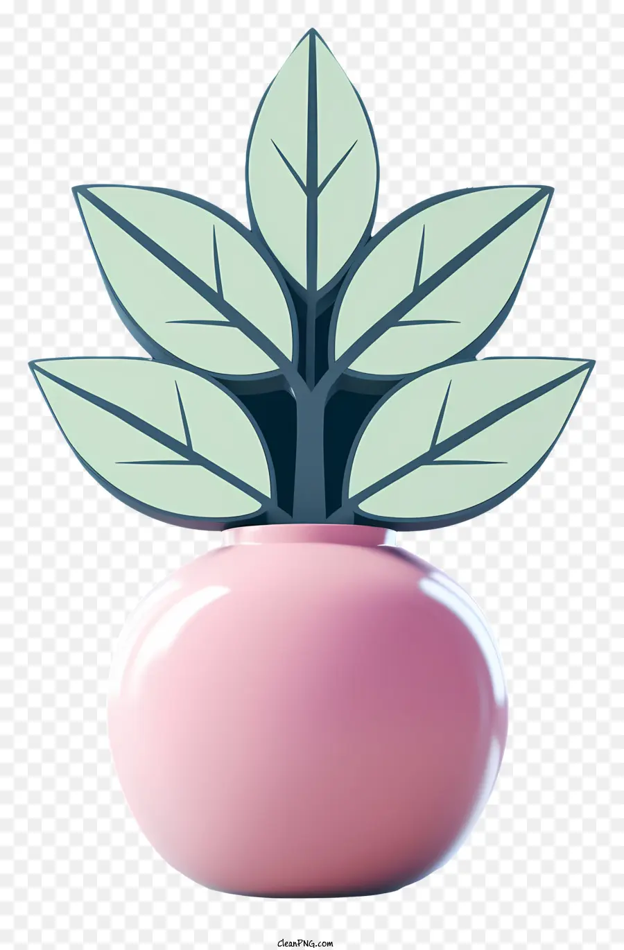 Vaso Rosa，Planta Verde PNG