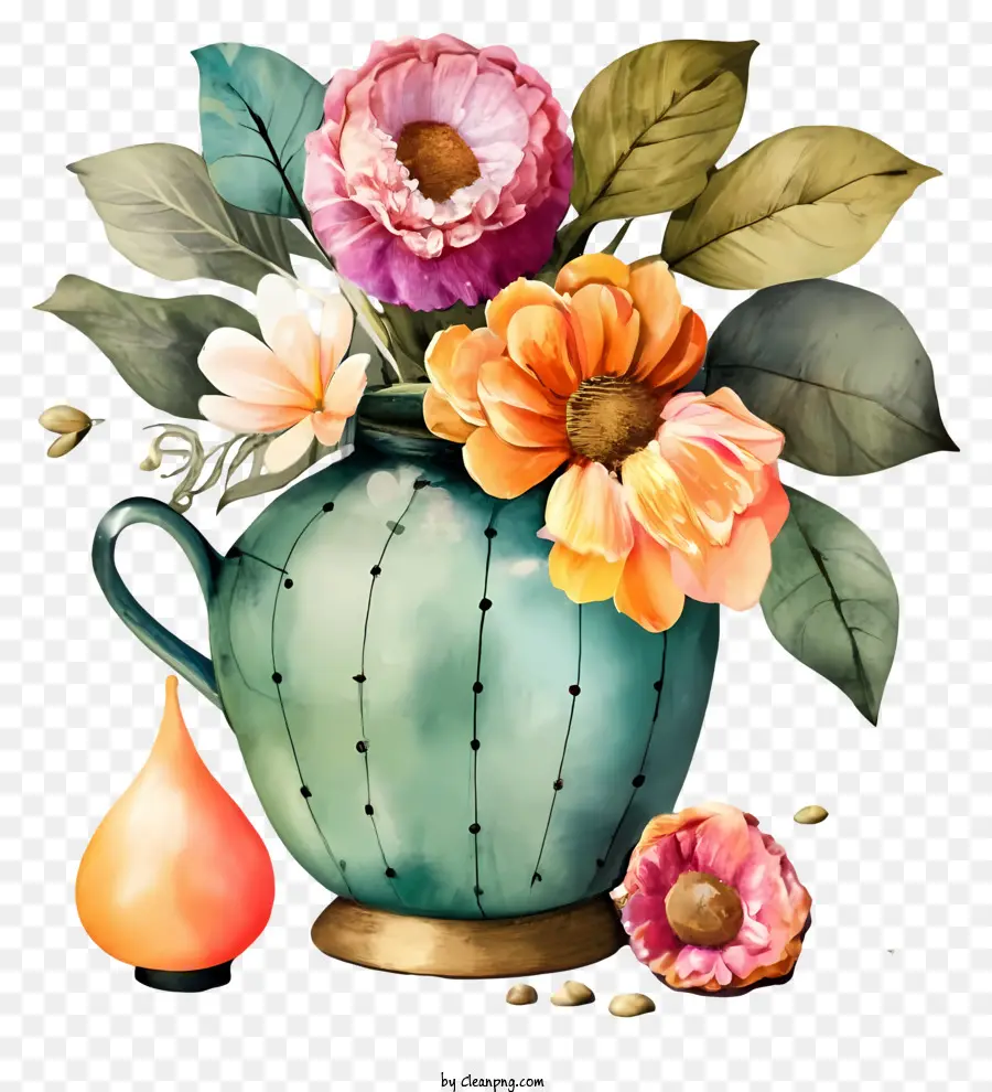 Pintura Das Flores，Vaso De Flores PNG