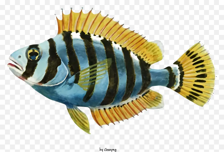 Peixe，Peixe Listrado Em Preto E Branco PNG