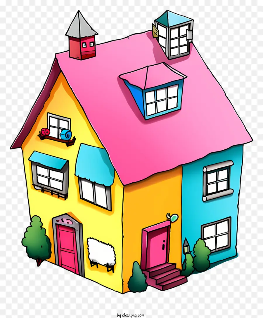 Casa Colorida，Casa Doodle PNG